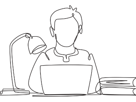 pcを開いている男性のイラスト